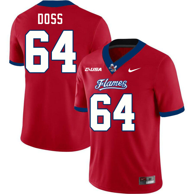 Liberty Flames #64 Phillip Doss College Football Jerseys Stitched-Red